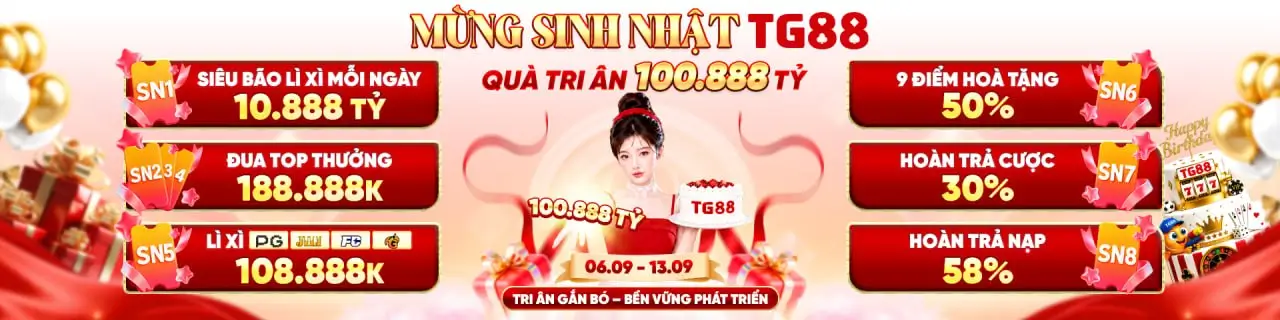 TG88 ⭐ Trang Chủ Chính Thức T10/2026 | Link TG88 Lụm Ngay +188K 9 Mừng sinh nhật tg88 thưởng 100 tỷ